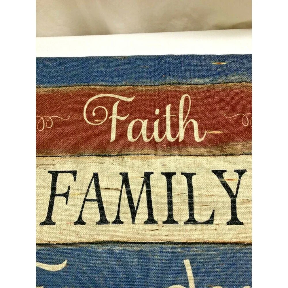 Faith Family Freedom Patriotic Pillow Cover 17X17 Red White Blue Decor‎ Rustic
